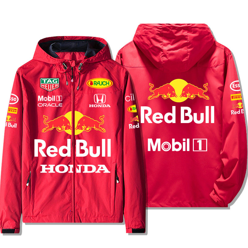 Veste Red Bull Honda Mobil 1 Zippé Capuche Homme Coupe-vent